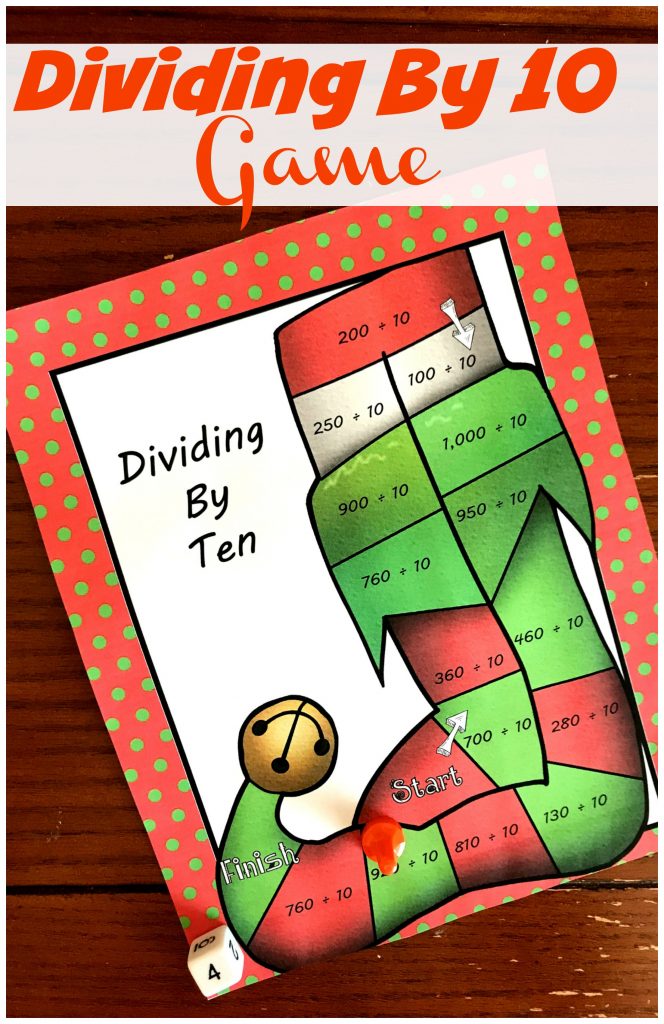 FREE No-Prep Dividing By 10 Game With a Christmas Theme