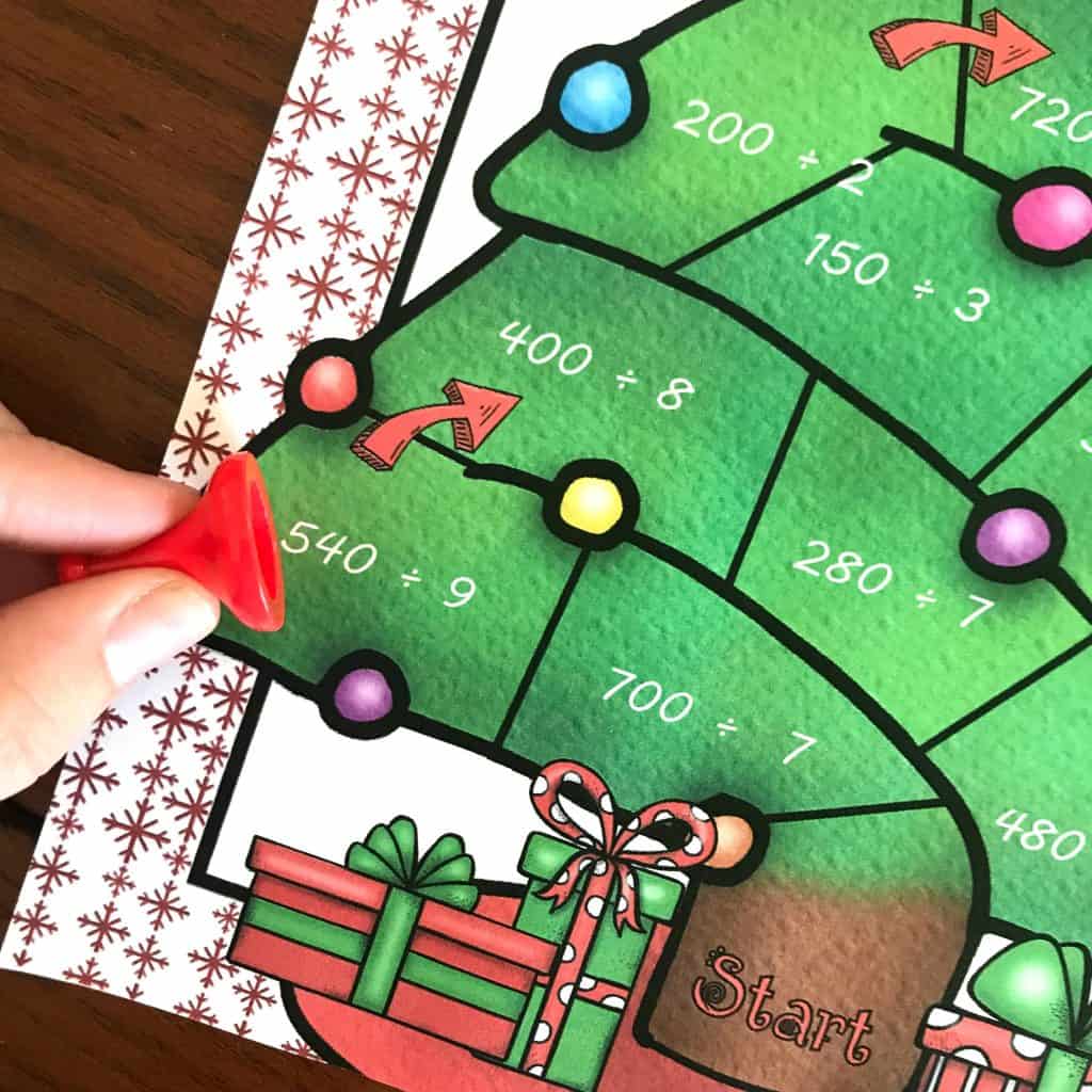 FREE No-Prep Christmas Game For Dividing Multiples of 10 by a Single Digit