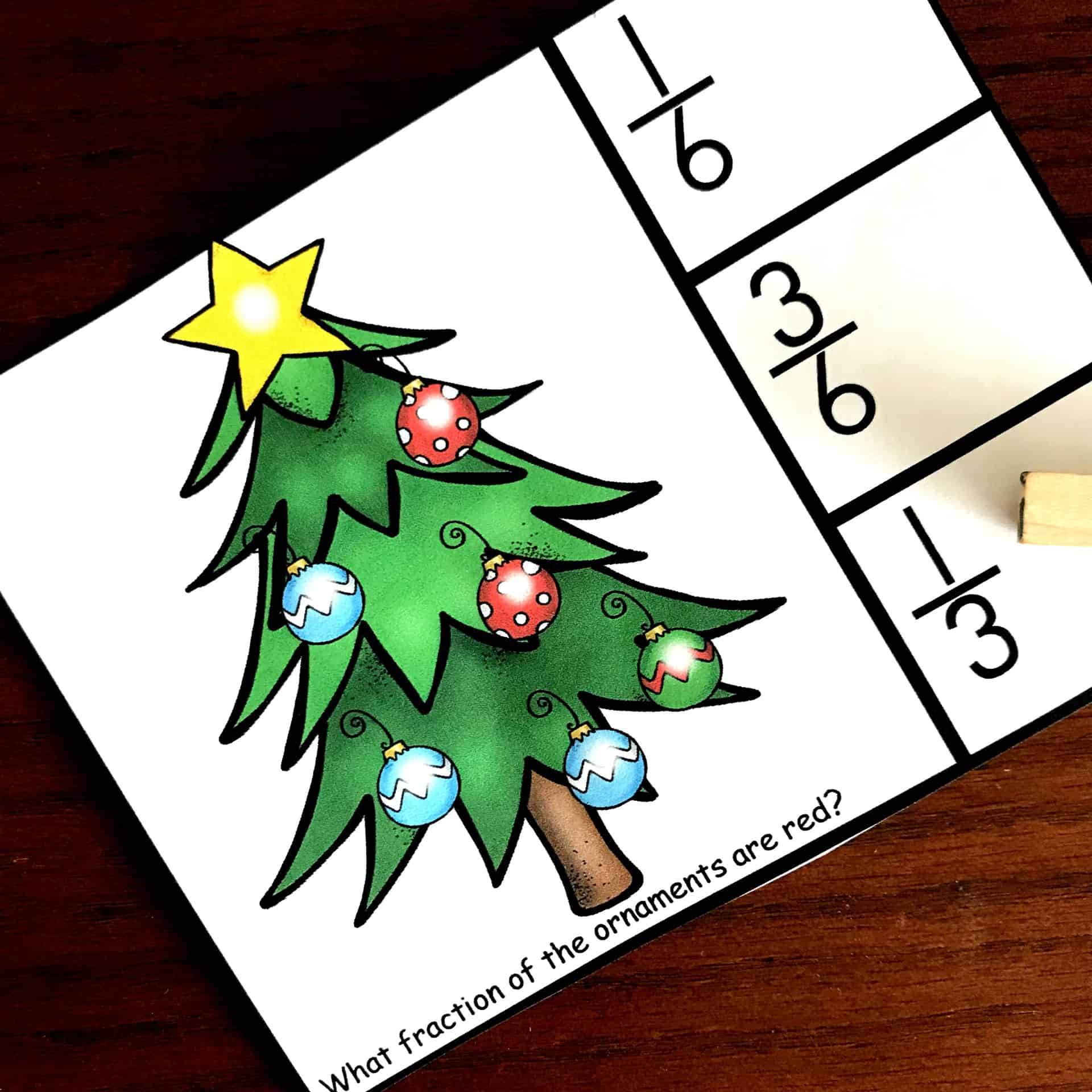 FREE Christmas Clip Cards to Practice Fractional Parts of A Set