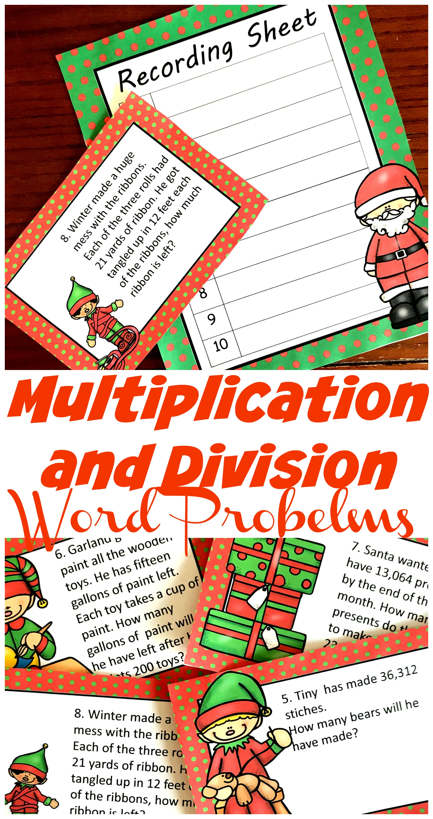 FREE Challenging Christmas Multiplication and Division Word Problems