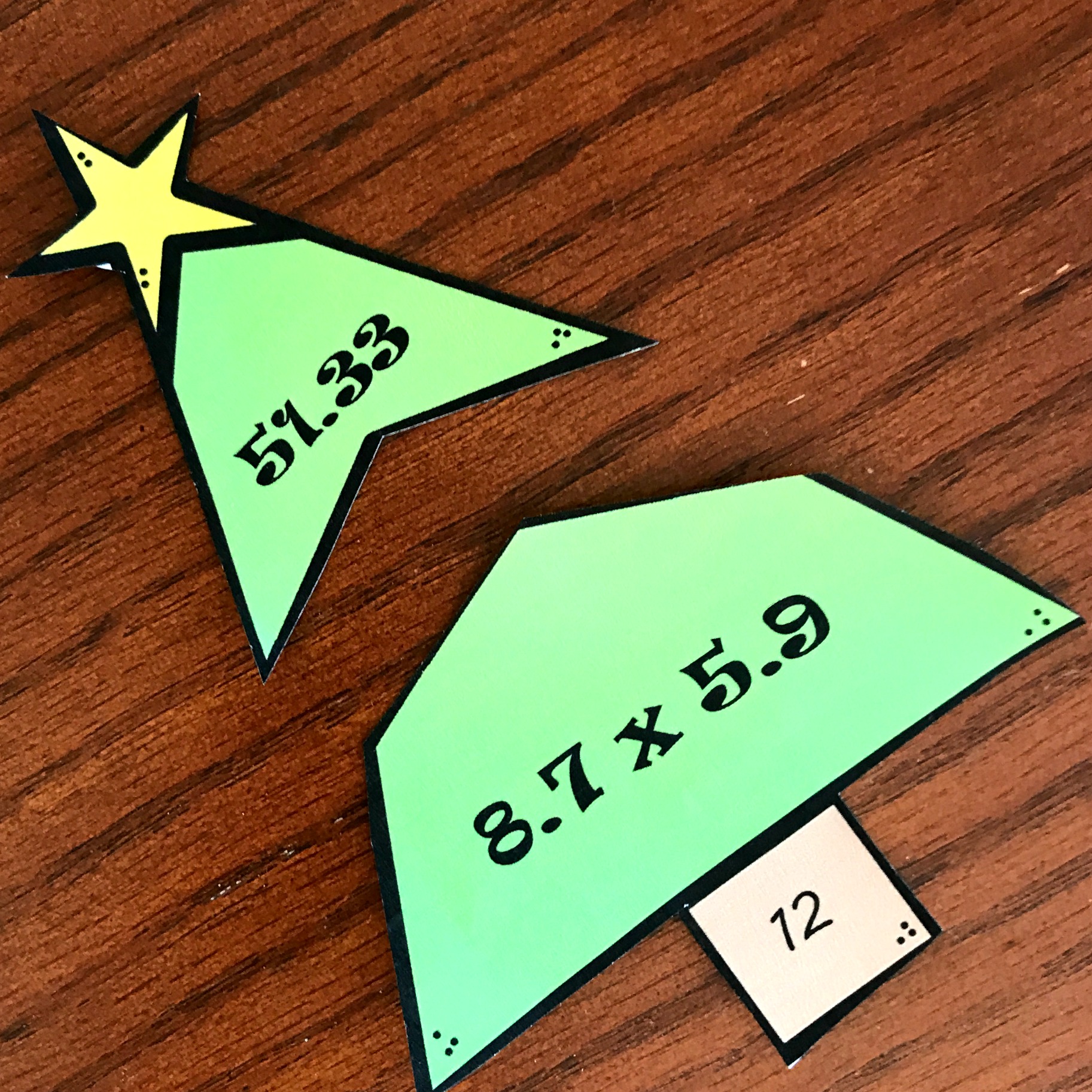 FREE Multiplying Decimals Activity Christmas Tree Puzzles 