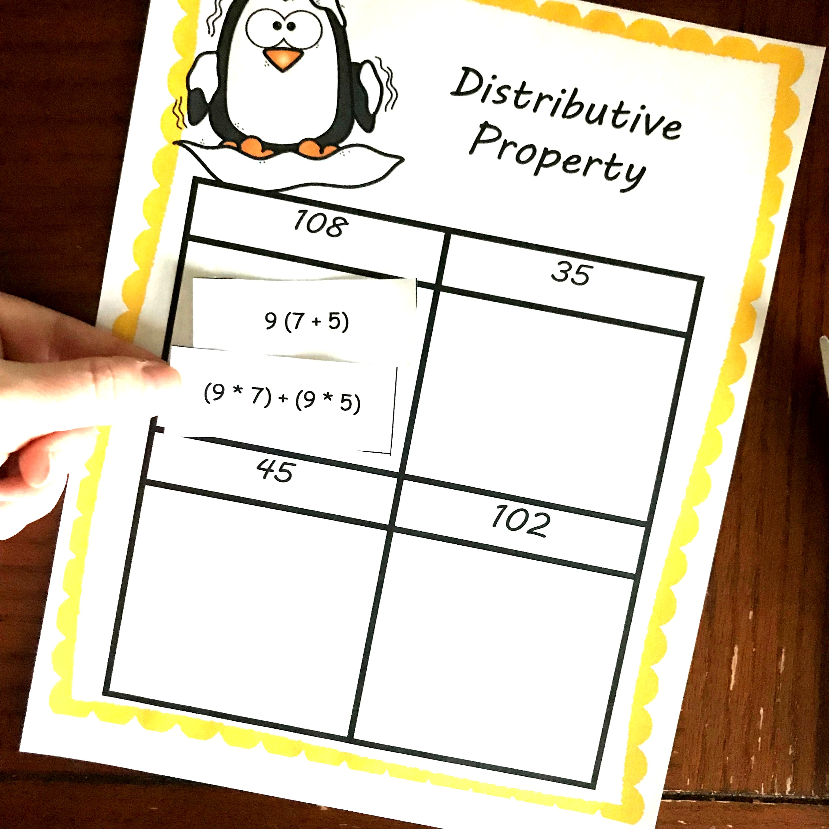 THREE, FREE Distributive Property Worksheets with a Winter Theme