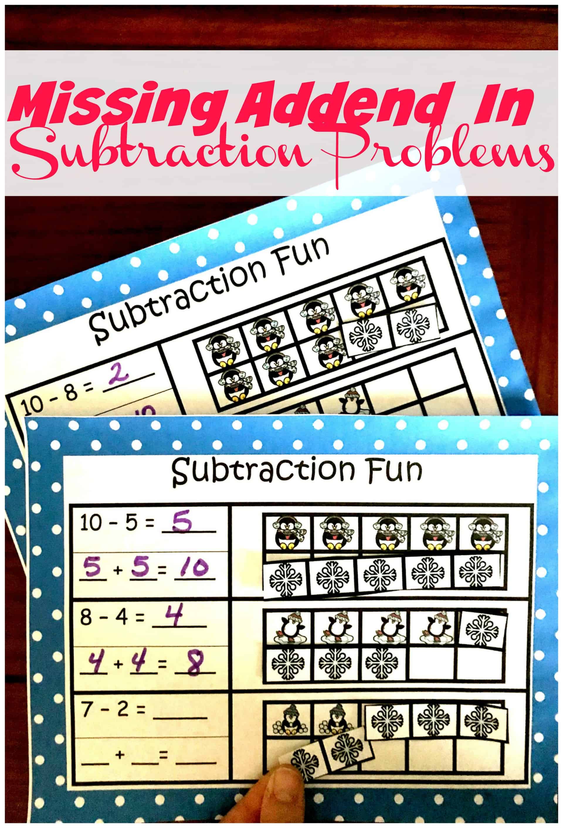 Help children understand counting on or missing addend in a subtraction problem with this no-prep cut and paste sheet. They will begin to understand subtraction as an unknown-addend problem. For example, For subtract 12 - 7 by finding the number that makes 12 when added to 7.