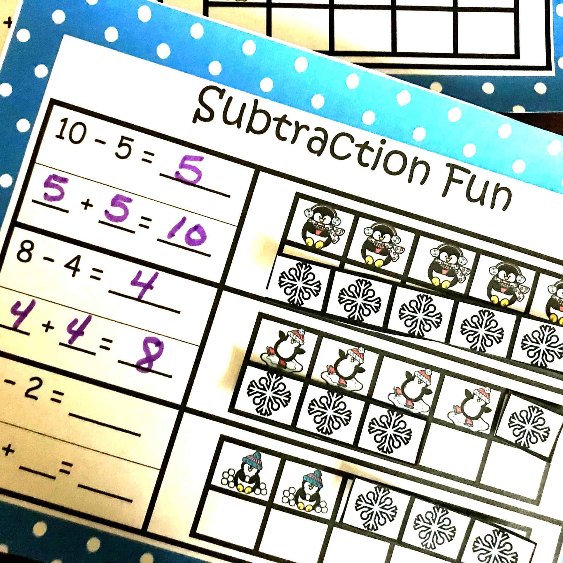 Find the Missing Addend in a Subtraction Problem Cut and Paste Activity