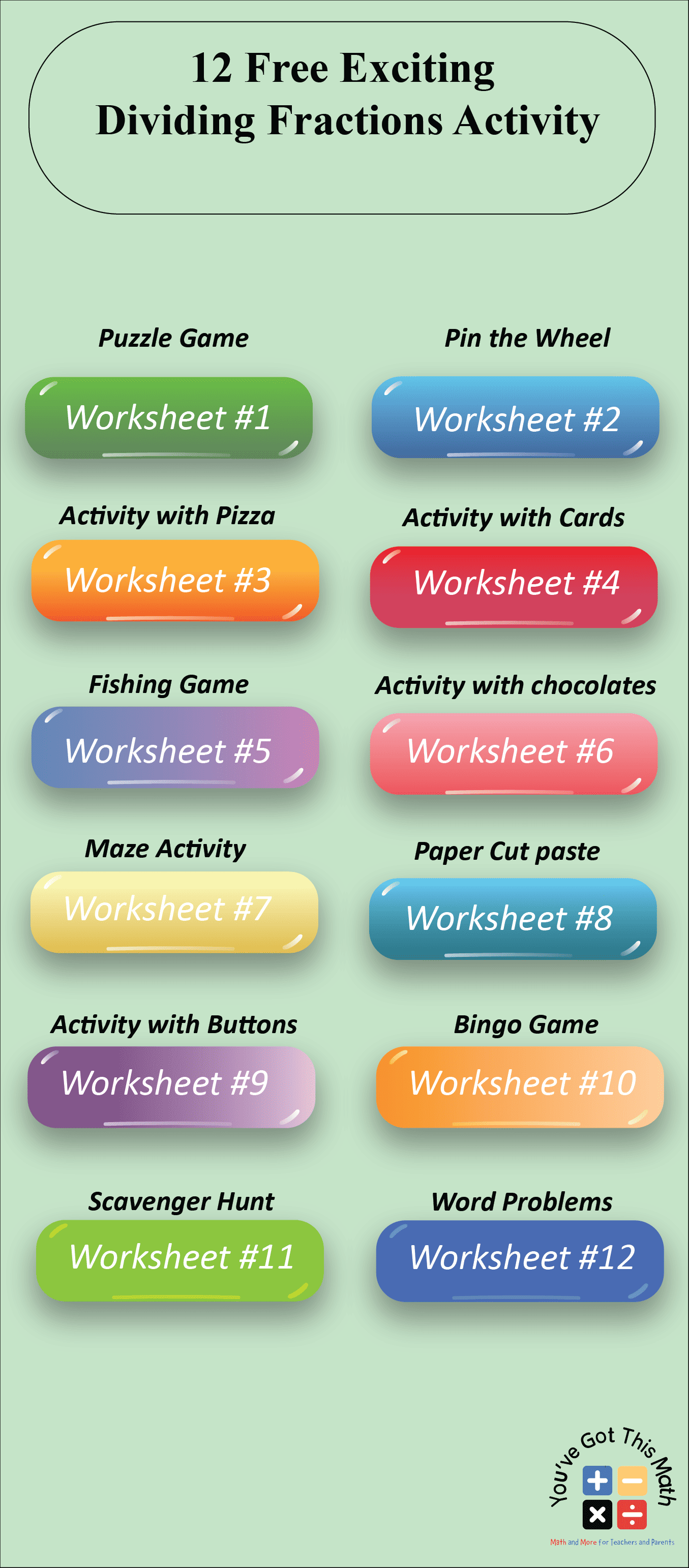 12 Free Exciting Dividing Fractions Activity-01