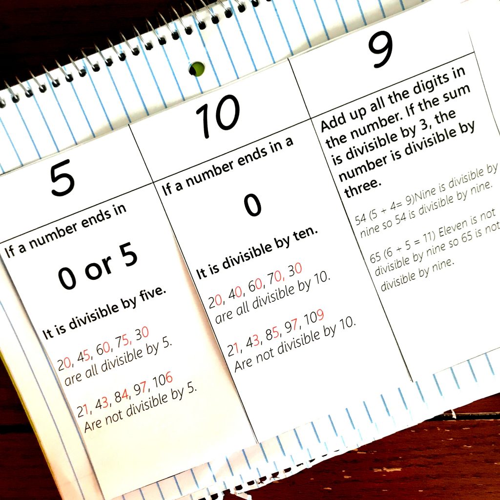 FREE Hands- On Divisibility Rules Interactive Notebook