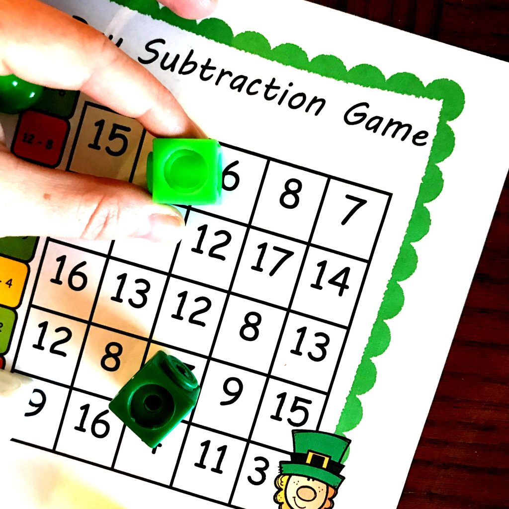 FREE No-Prep Subtraction Game with St. Patrick's Day Theme