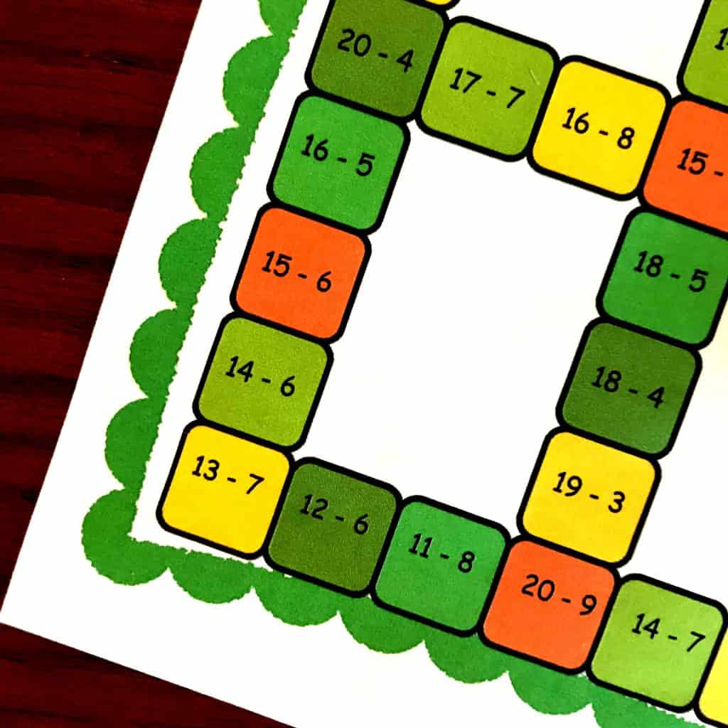 FREE No-Prep Subtraction Game with St. Patrick's Day Theme