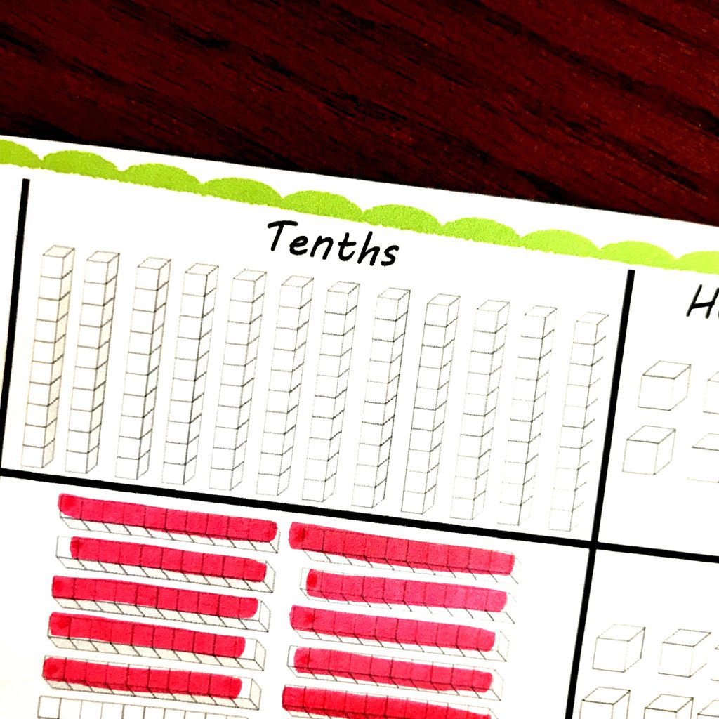 FREE Subtracting Decimals Activity With Base Ten Blocks