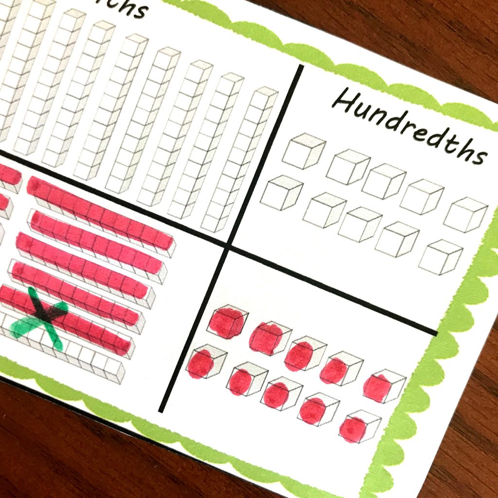 FREE Subtracting Decimals Activity With Base Ten Blocks