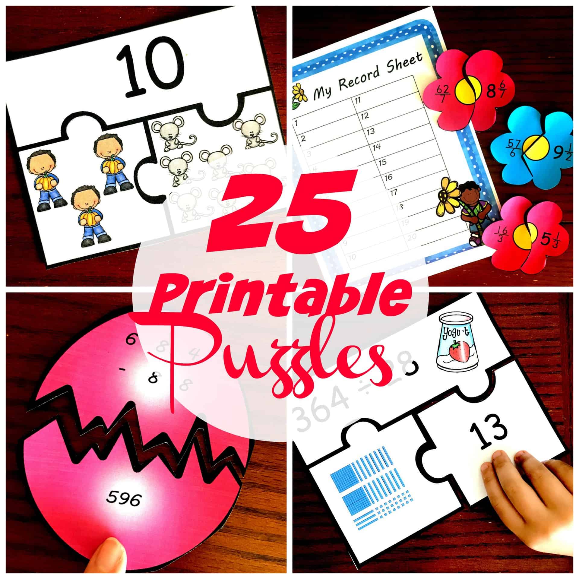 25 Free Math Puzzles with Answer Key | Elementary | Printable