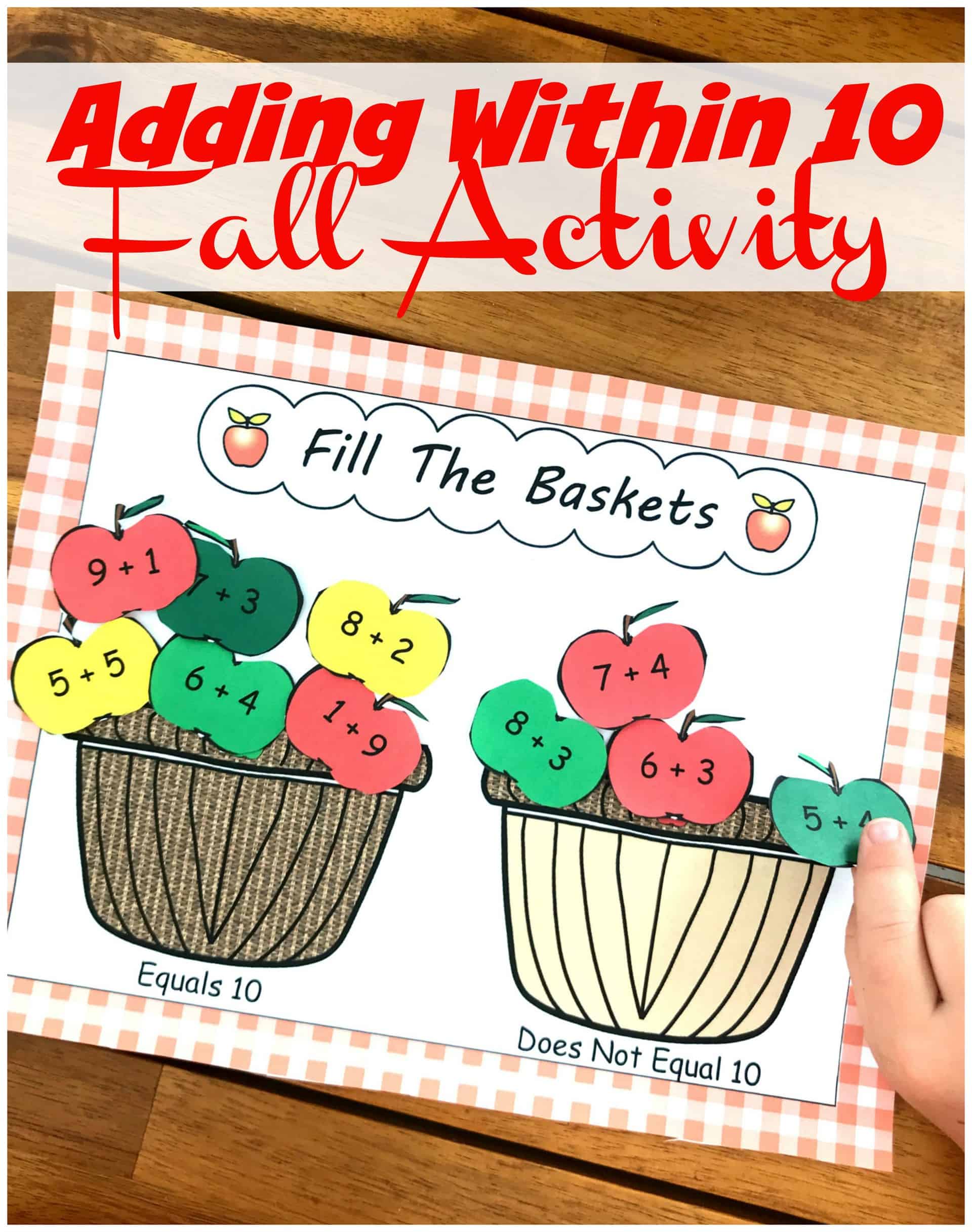 FREE and Exciting Adding Within 10 Fall Activity (Sorting Expressions)