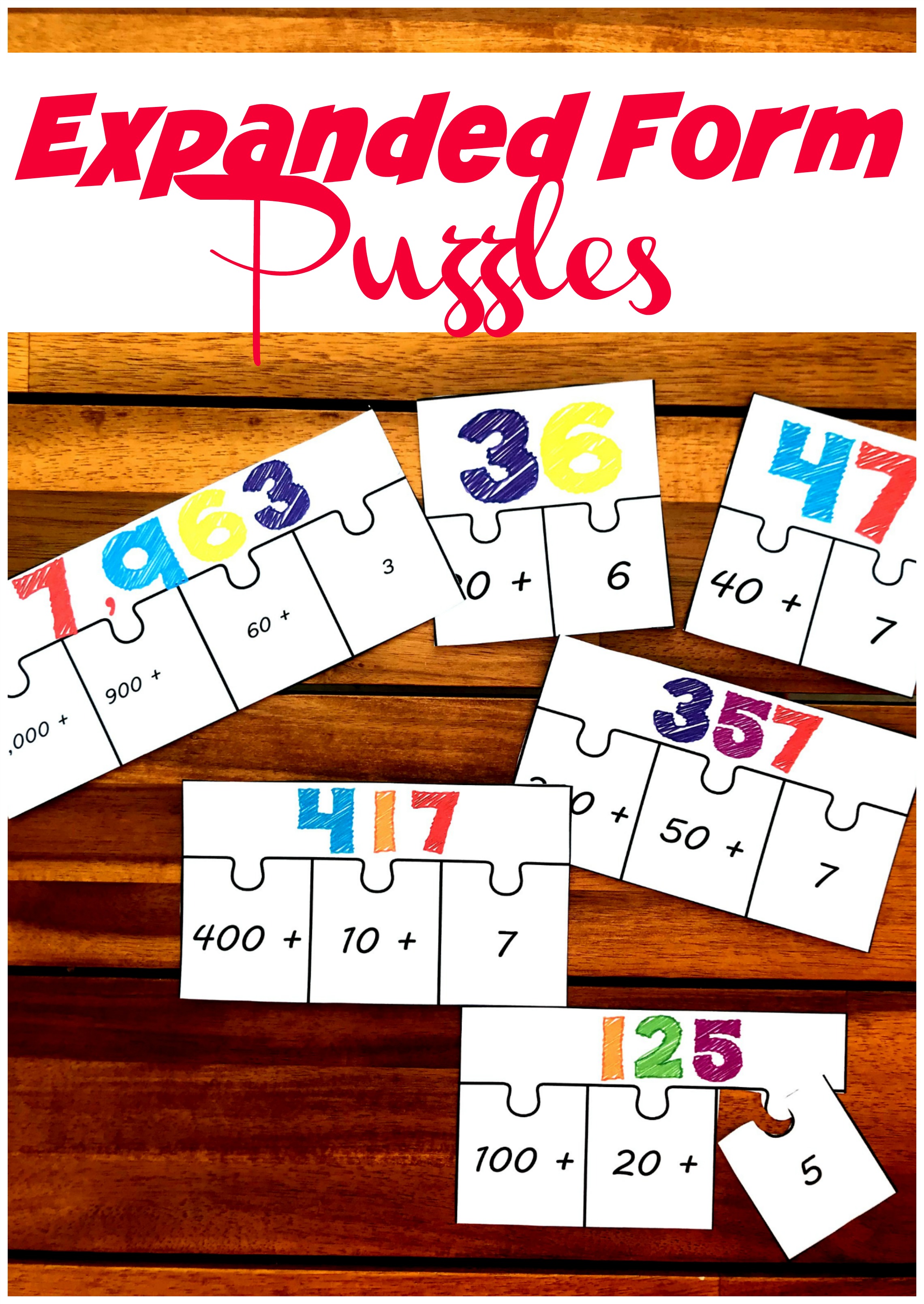 FREE Puzzles For An Expanded Form Activity Ten Hundred Thousand 