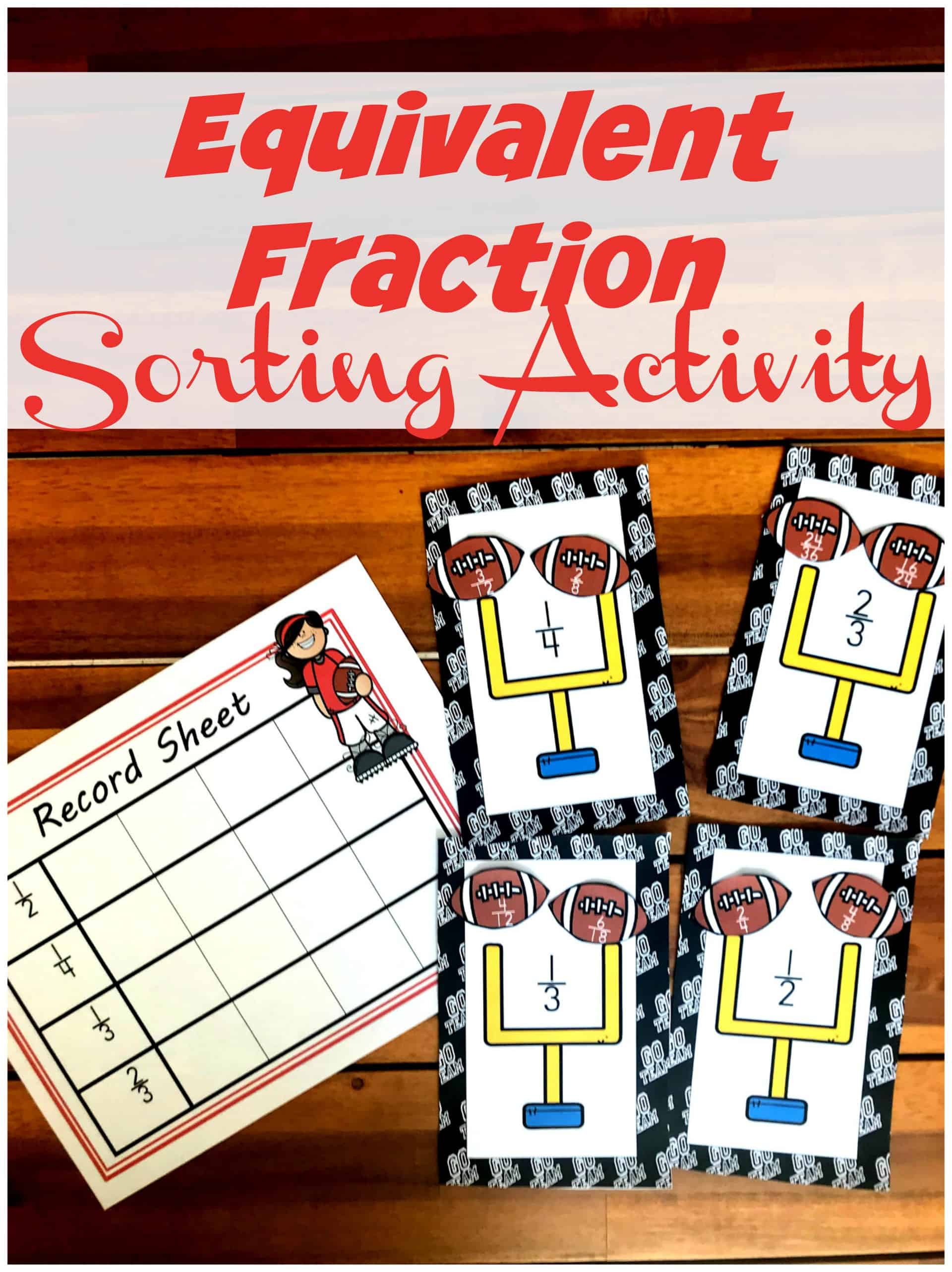 FREE Football Themed Equivalent Fraction Printable