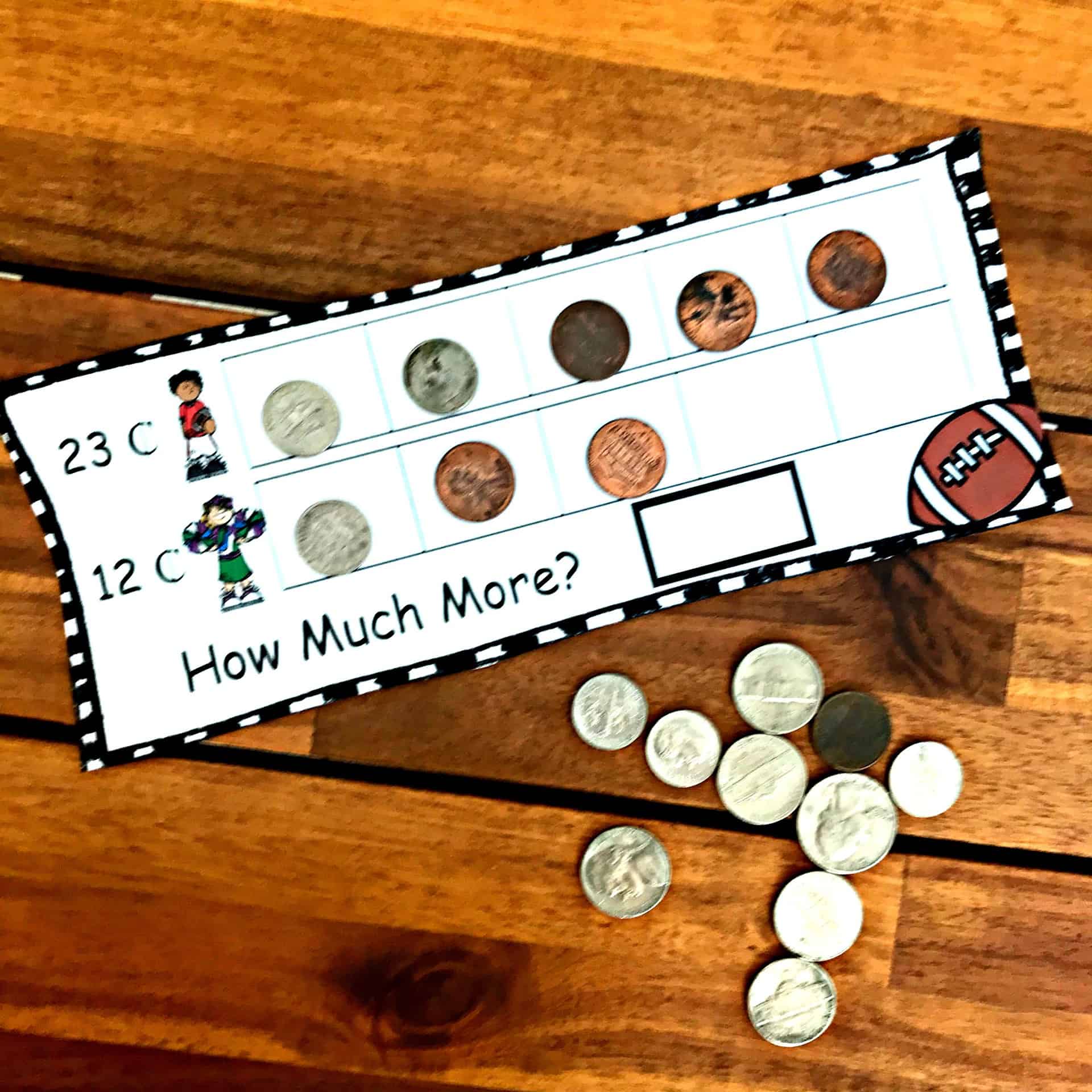 FREE Football Task Cards For Subtracting Money (Coins)