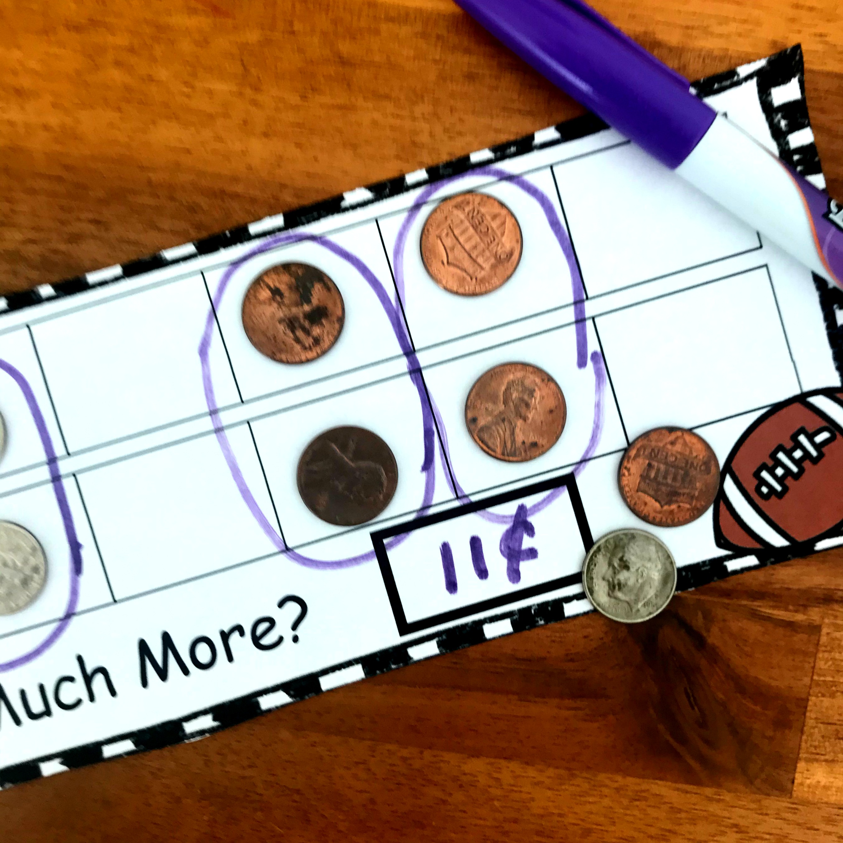 FREE Football Task Cards For Subtracting Money (Coins)