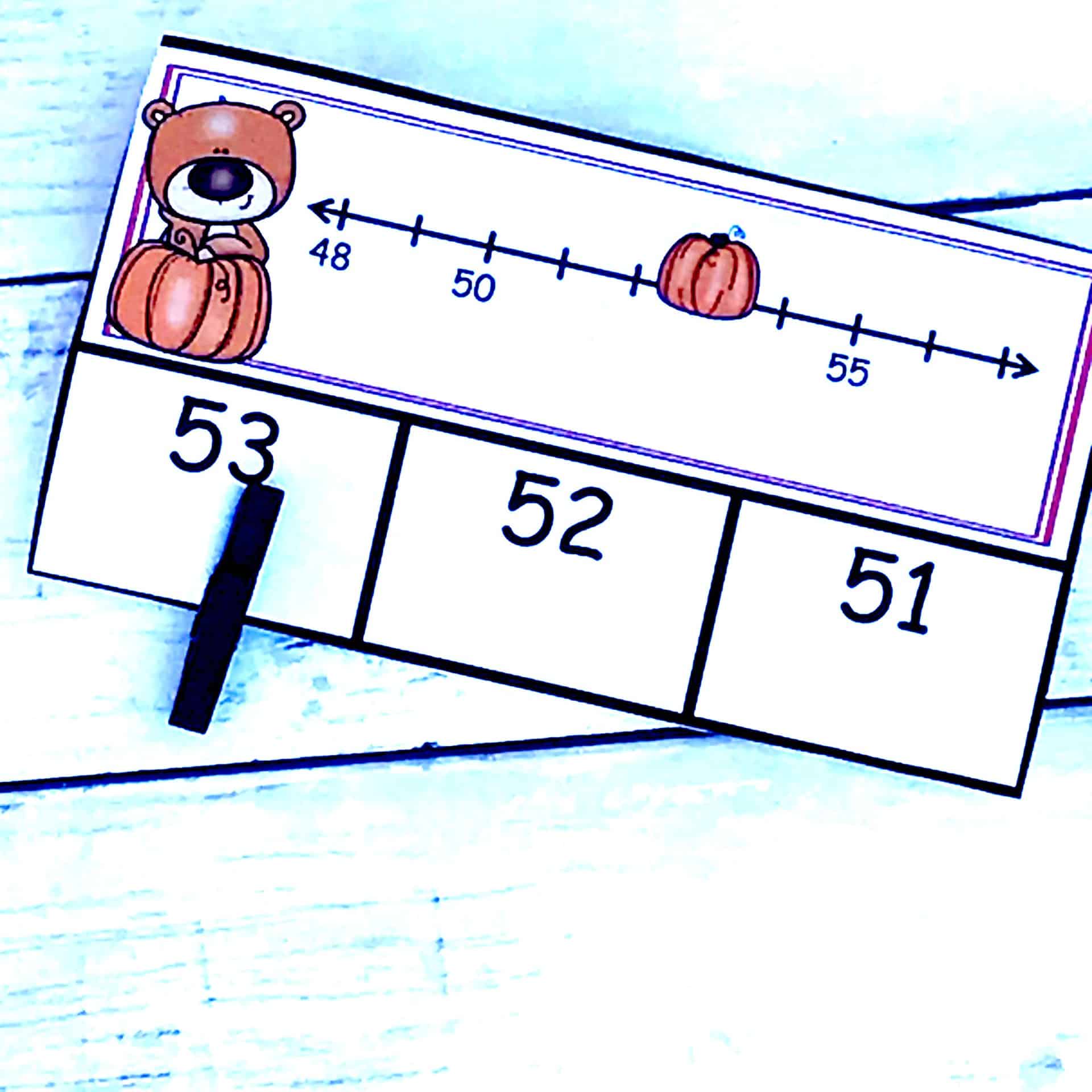 FREE Thanksgiving Number Line Clip Cards | 3 Different Levels