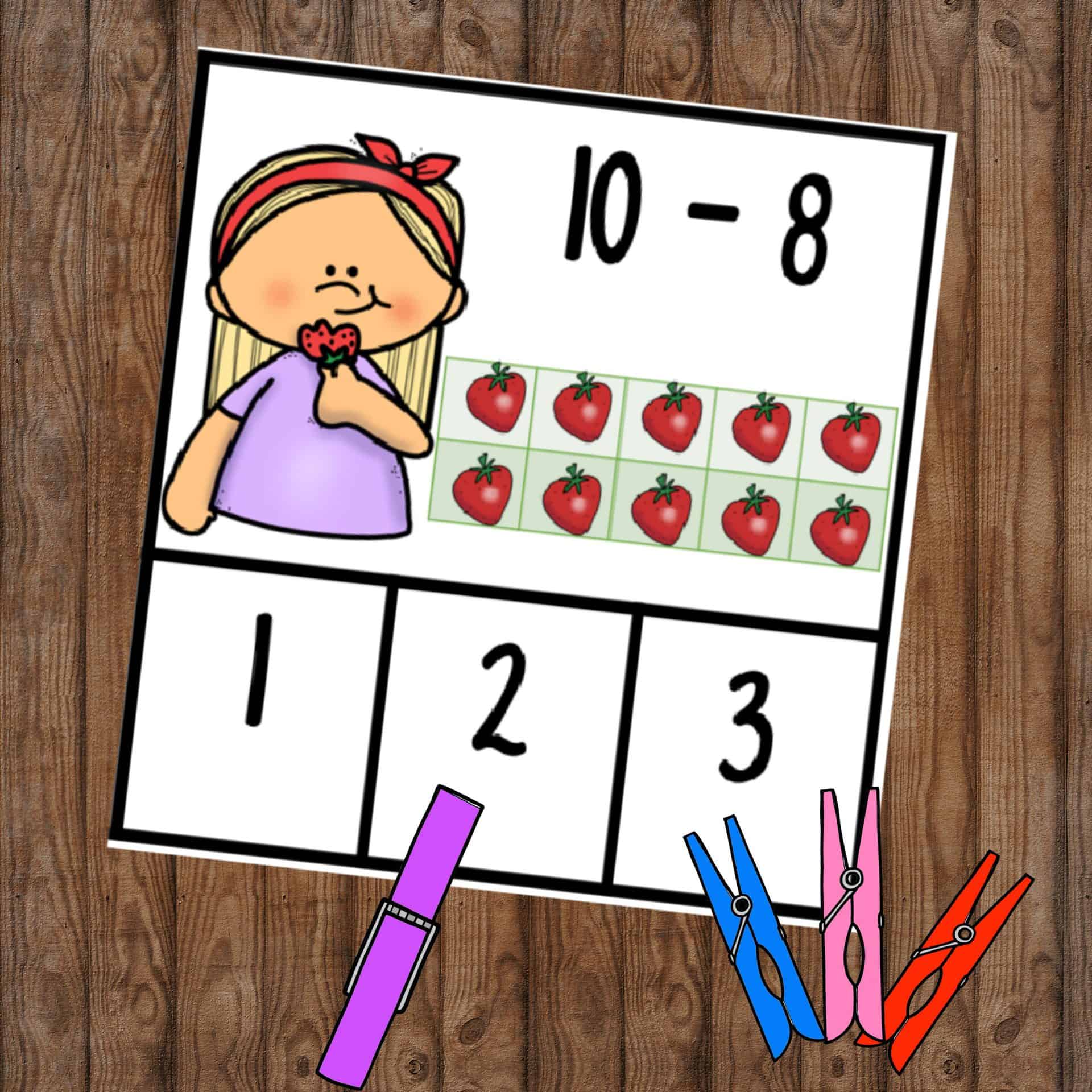Subtraction With Ten Frame Clip Cards