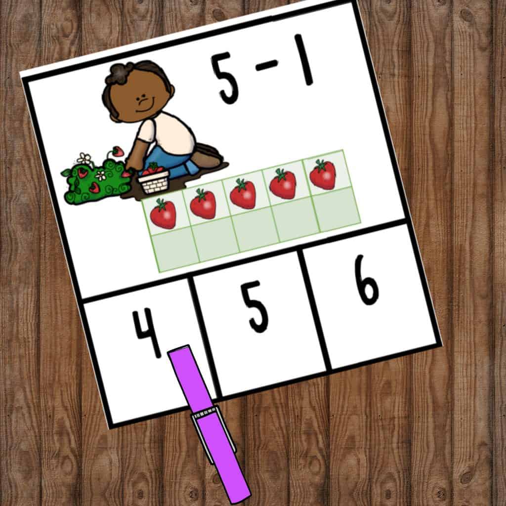 Subtraction With Ten Frame Clip Cards
