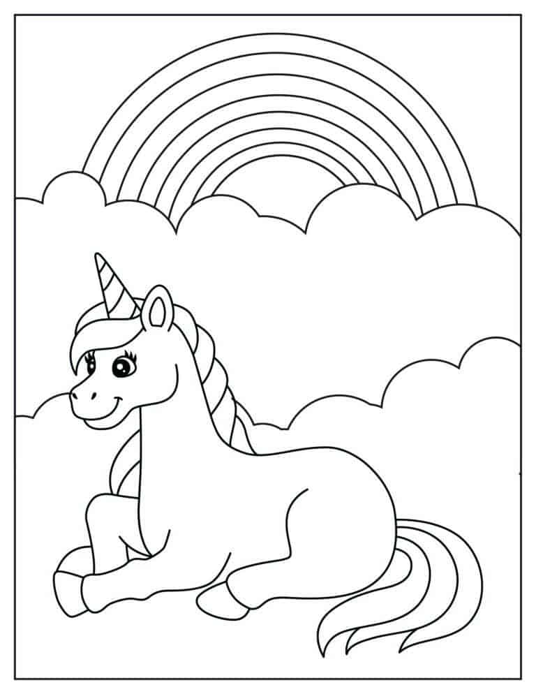 Unicorn and Rainbow Coloring Pages Image 5