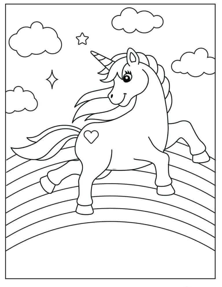 Unicorn and Rainbow Coloring Pages Image 6