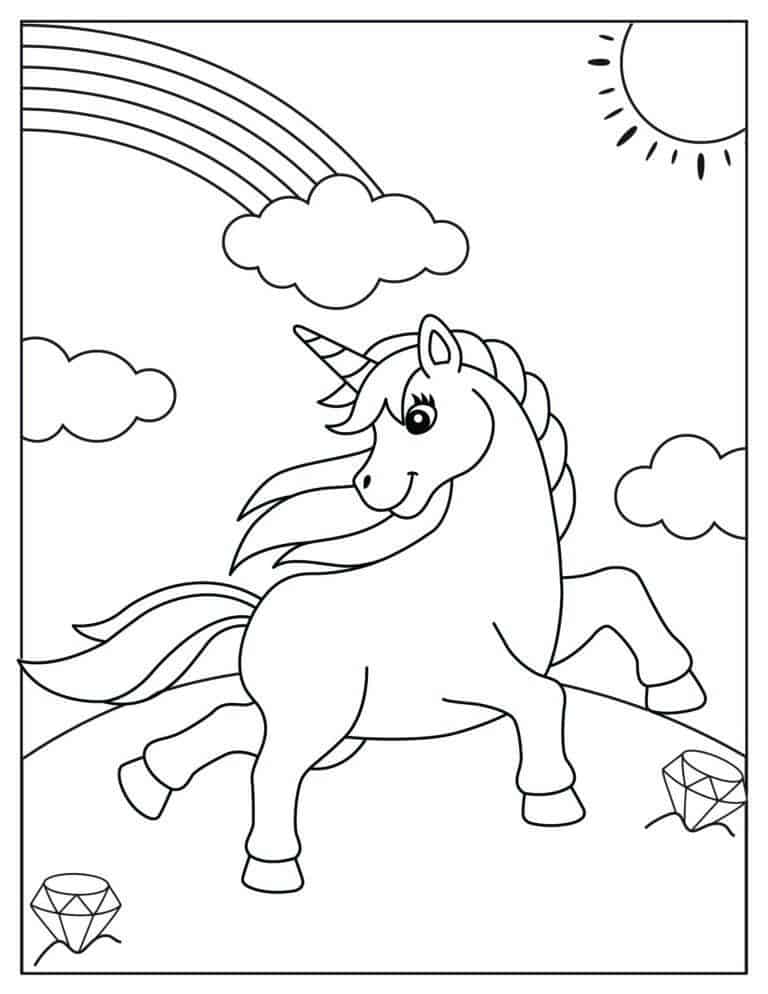 Unicorn and Rainbow Coloring Pages Image 8