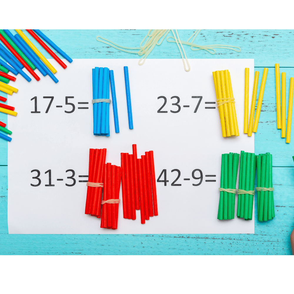 Colored sticks for subtraction