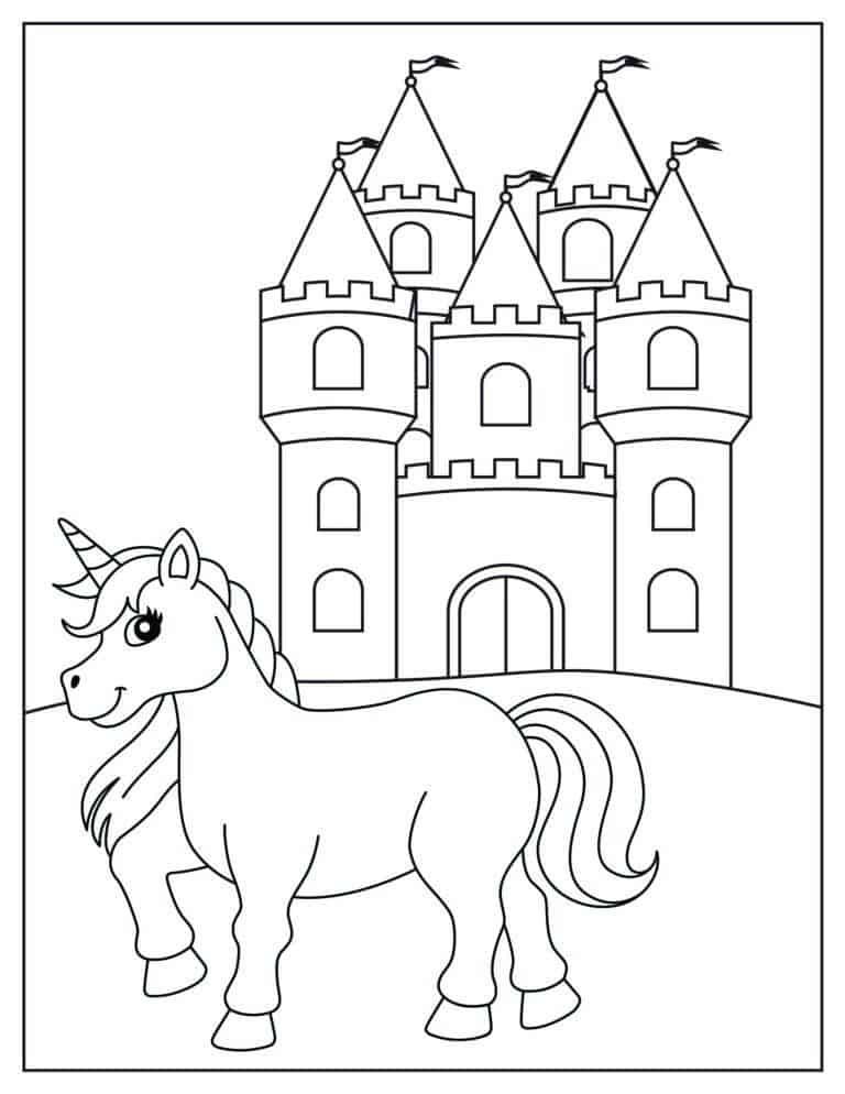 Unicorn and Rainbow Coloring Pages Image 3