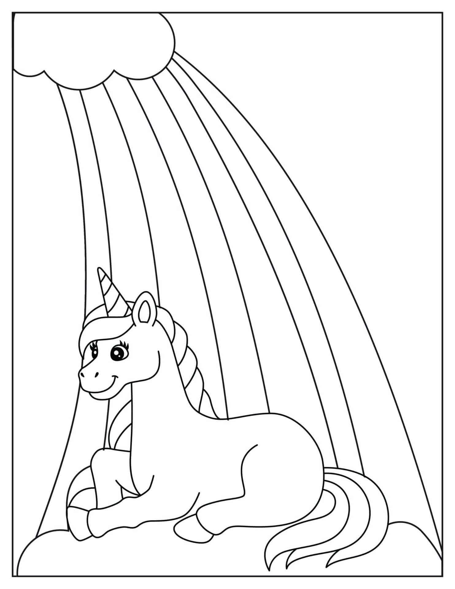 unicorn rainbow printable free coloring pages