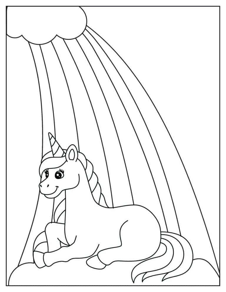 Unicorn and Rainbow Coloring Pages Image 4
