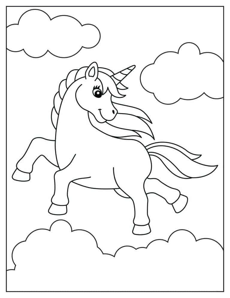 Unicorn and Rainbow Coloring Pages Image 9