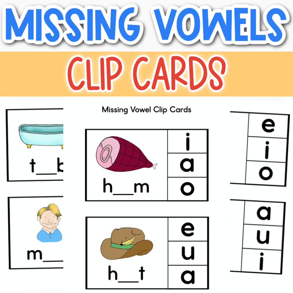 Find the Missing Vowel Activity | Worksheets | Clip Cards