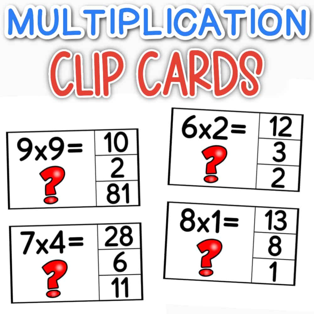 Free Multiplication Clip Cards | Single and Double Digit