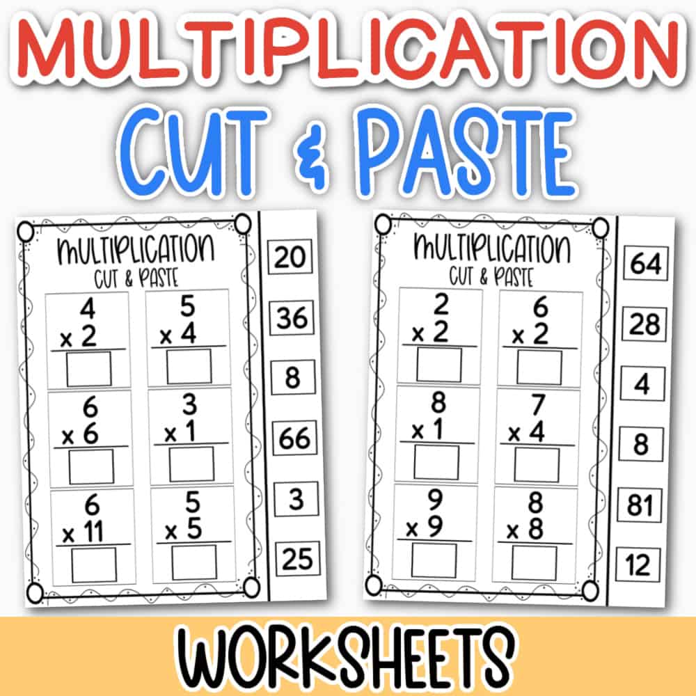multiplication cut and paste worksheets