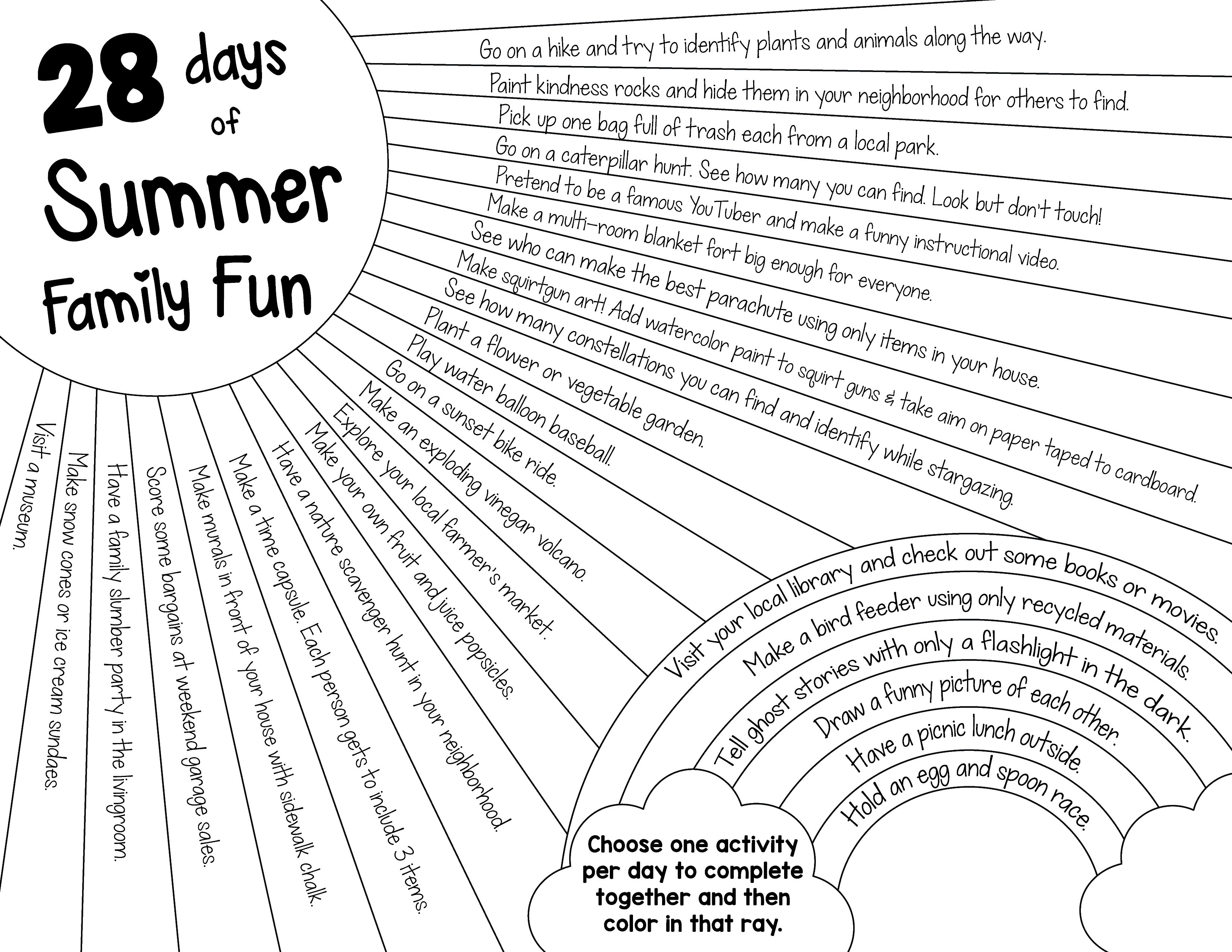 Daily Summer Activities Calendar for Kids | Printable | Free