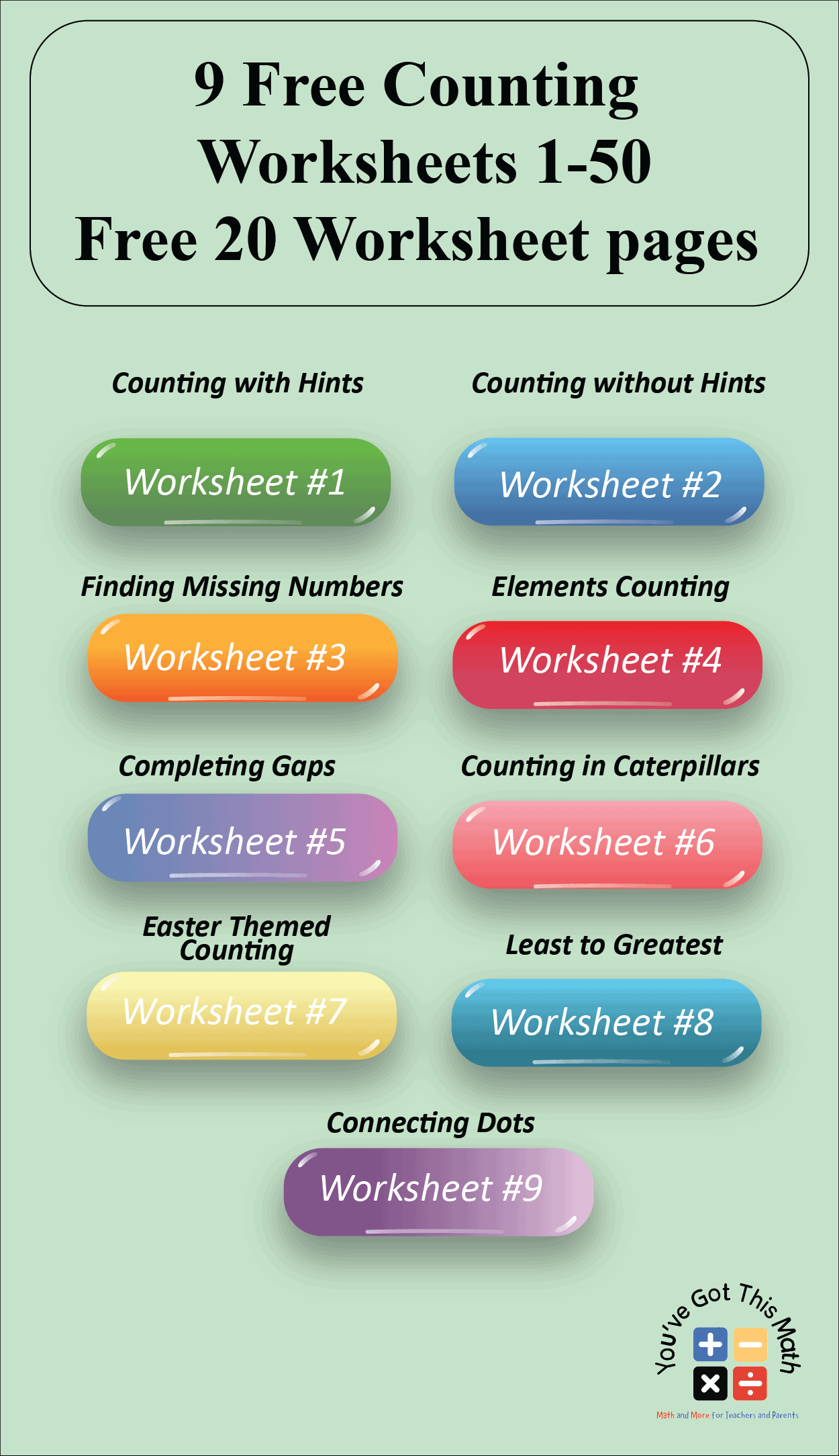 9 Free Counting Worksheets 1 50