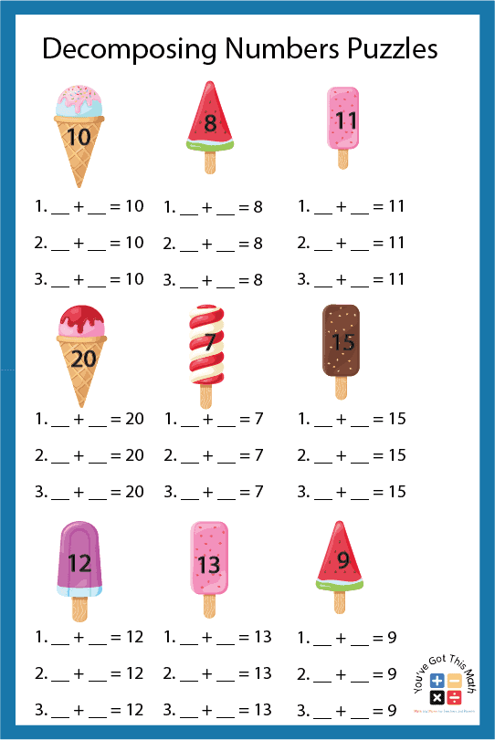 Decomposing numbers puzzles