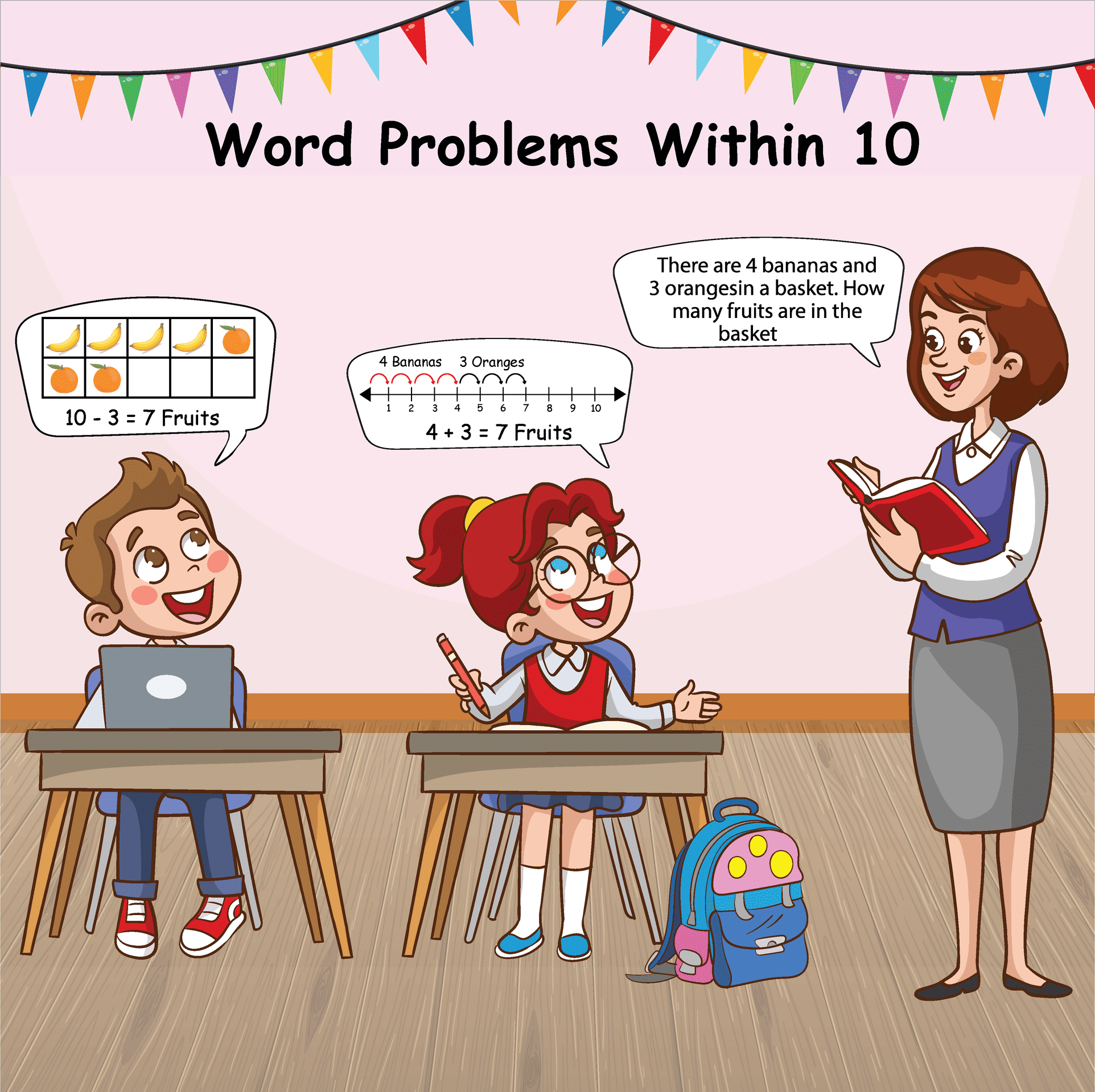 90+ Fun Word Problems Within 10 | 17 Pages Worksheet