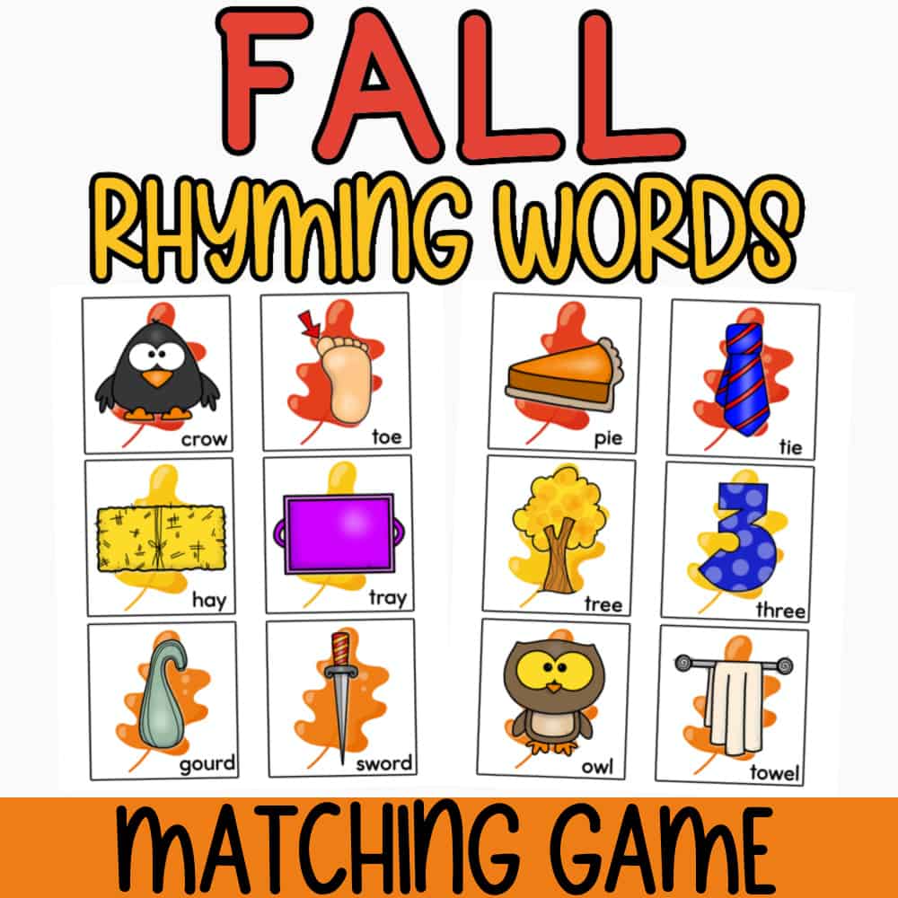 Fall Rhyming Words | Free Printable Matching Game