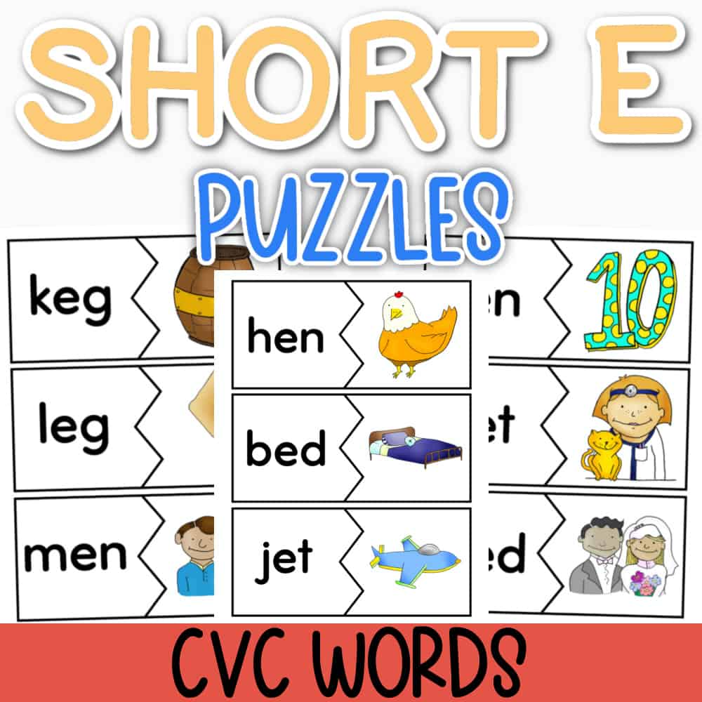 Short e Sound | cvc Words | Free Printables | Puzzles