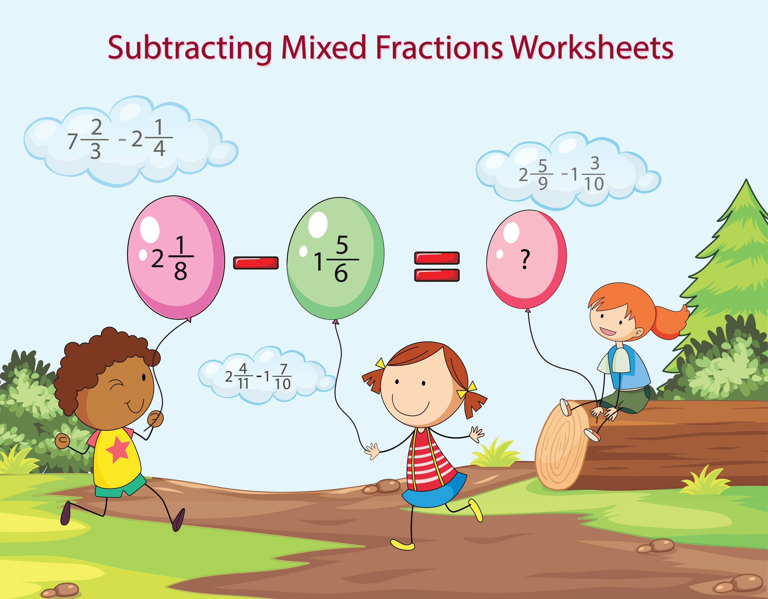 8 Free Subtracting Mixed Fractions Worksheets