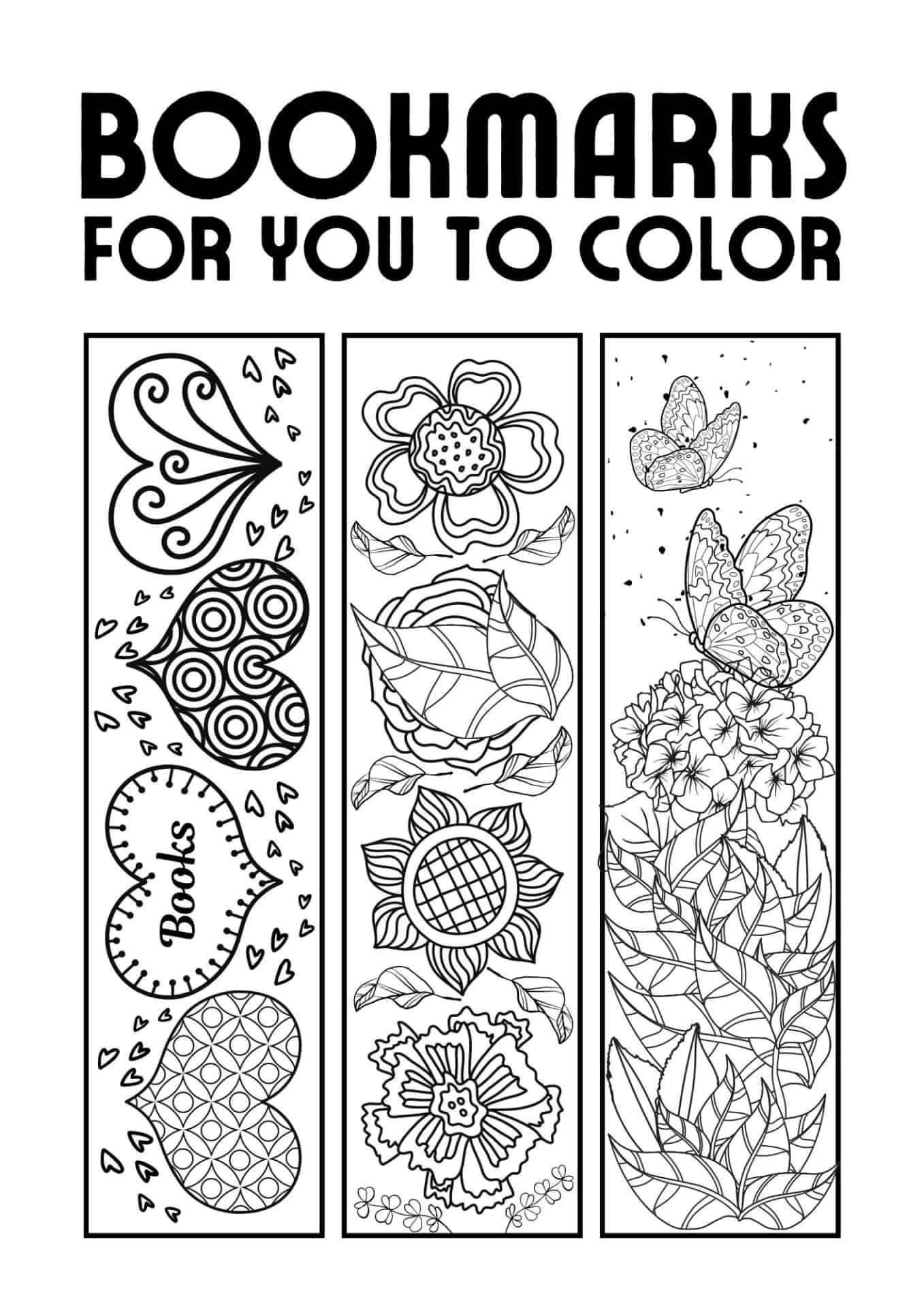 butterfly coloring page of bookmarks