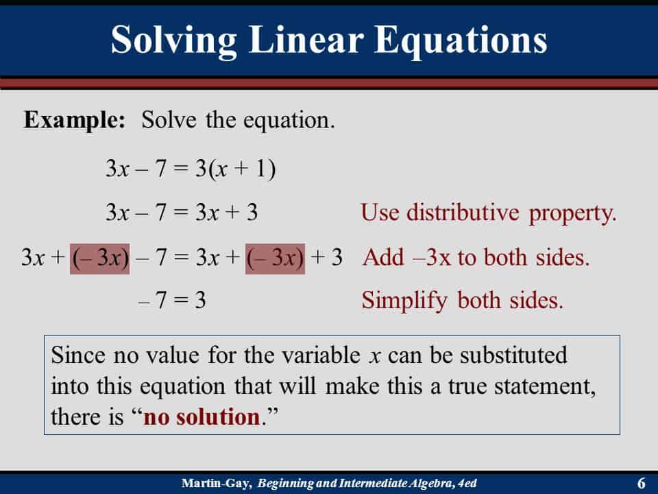 how to solve linear equations in algebra