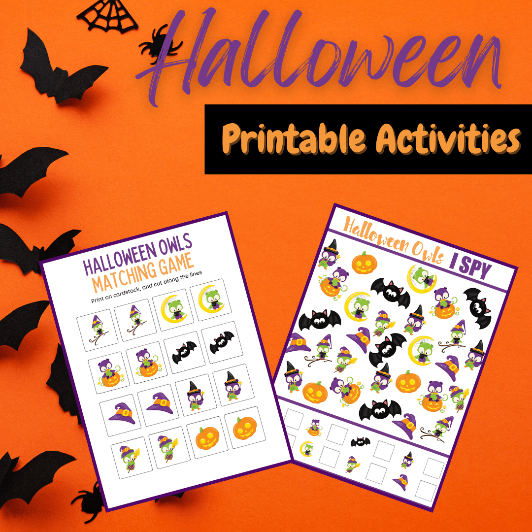 Free Halloween Owl Printable Activities: I Spy and Matching Game