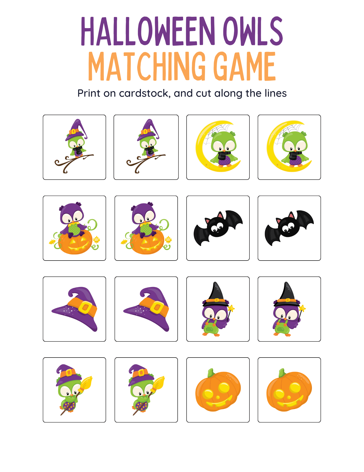 halloween owls printable game
