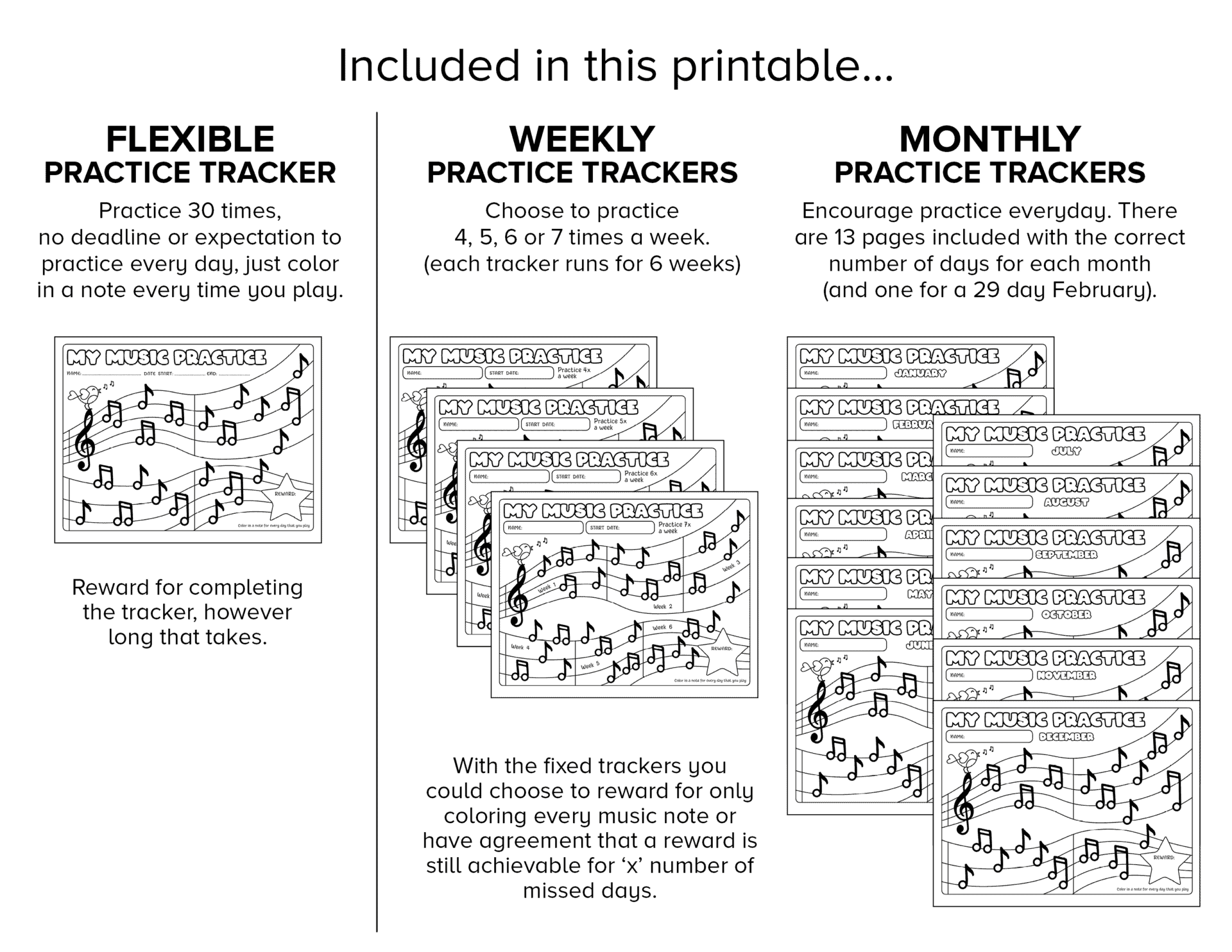 printable music practice logs