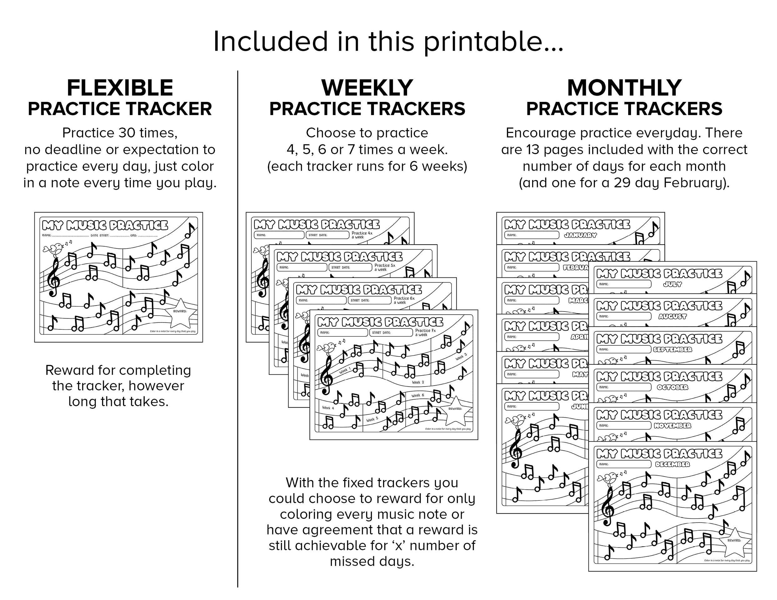 printable music practice log