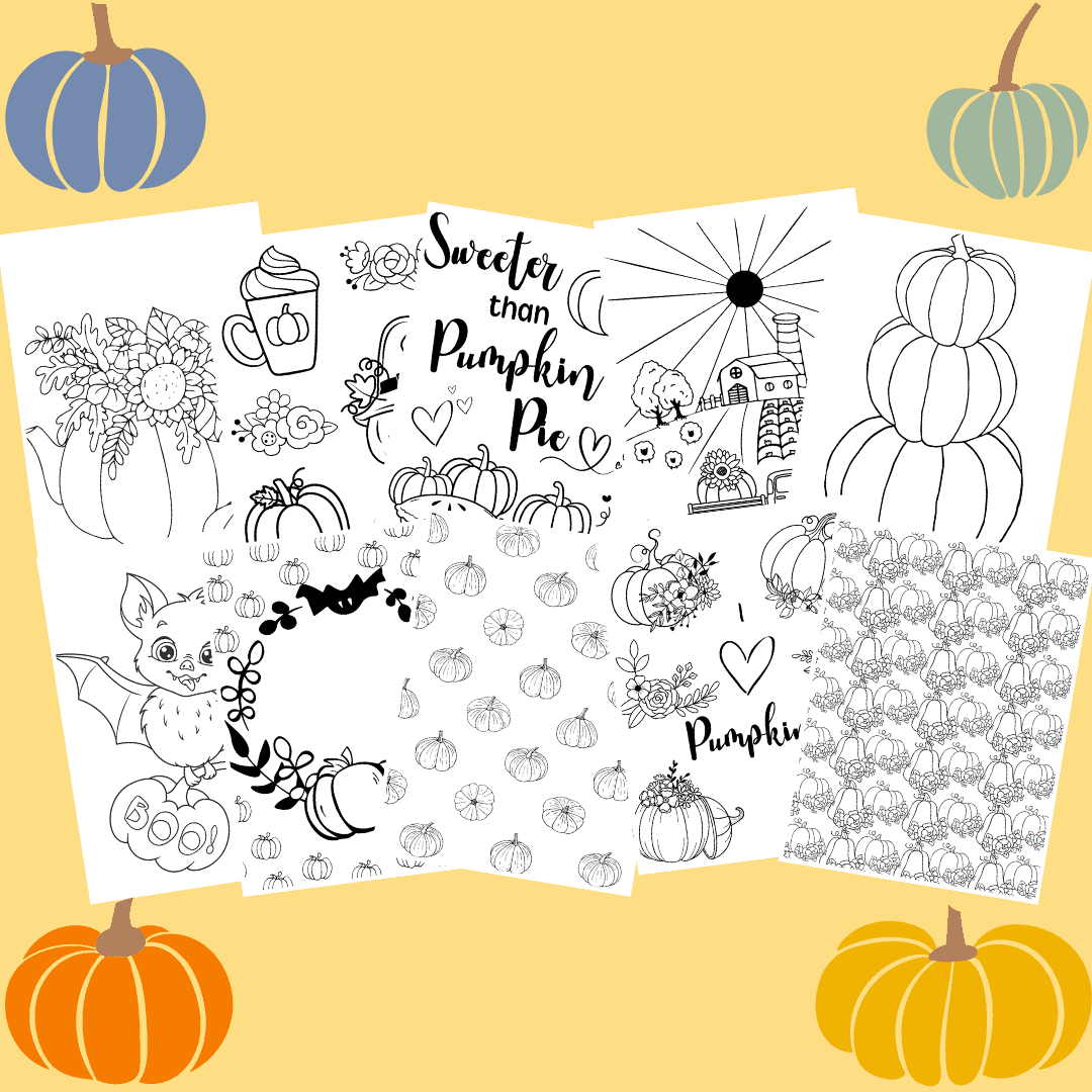 assortment of printable pumpkin coloring pages