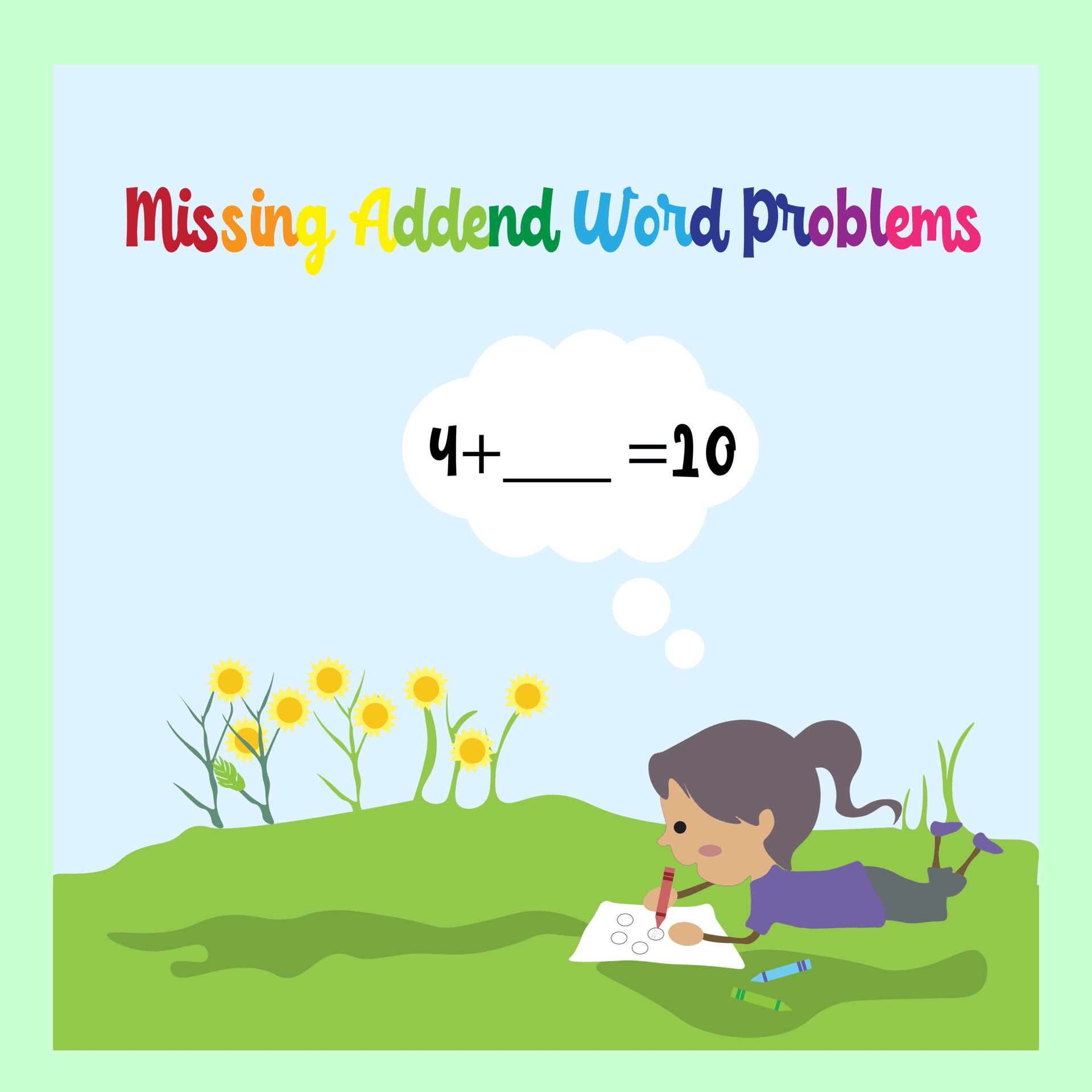 Missing Addend Word Problems Worksheets