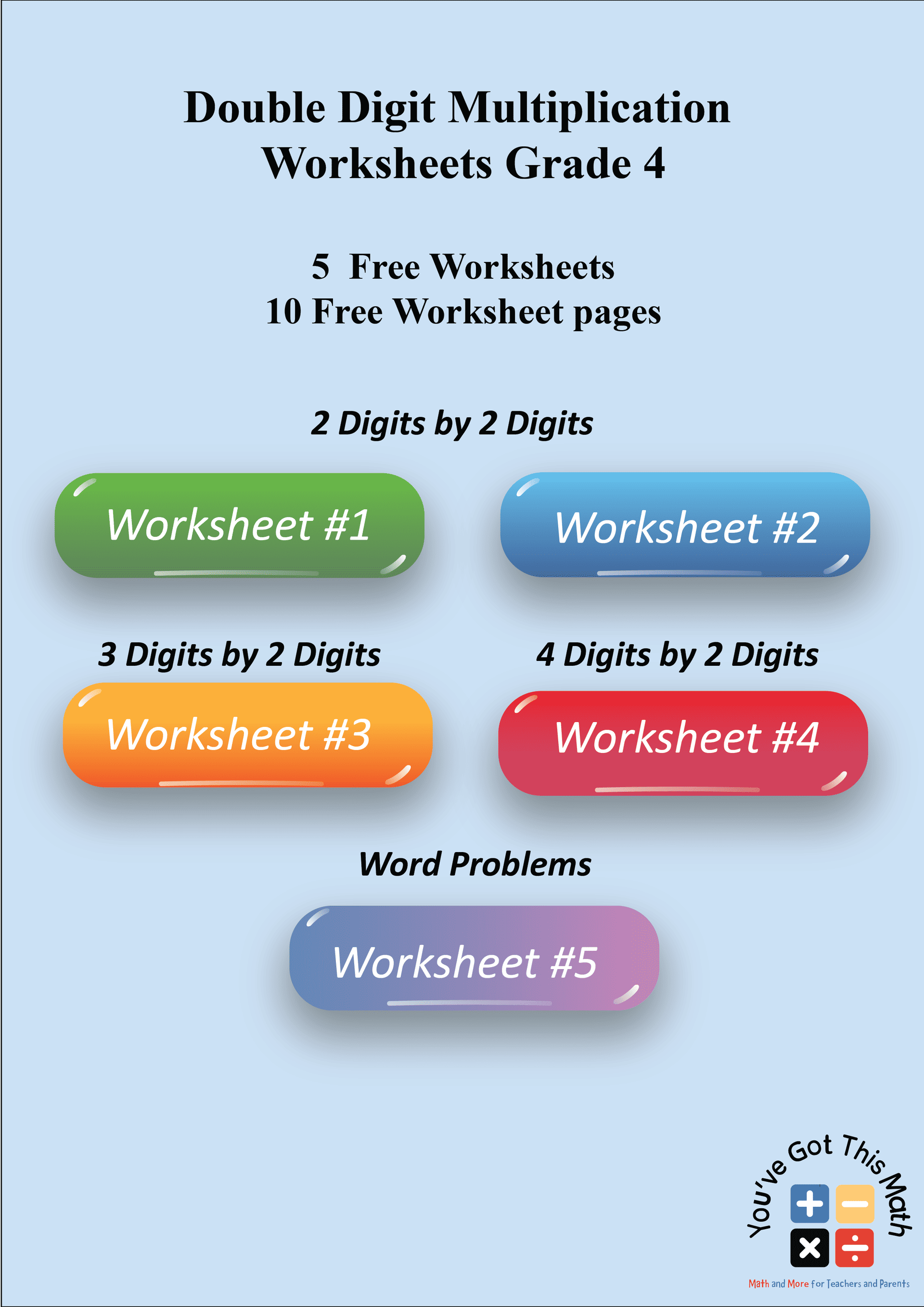 5 Free Double Digit Multiplication Worksheets Grade 4